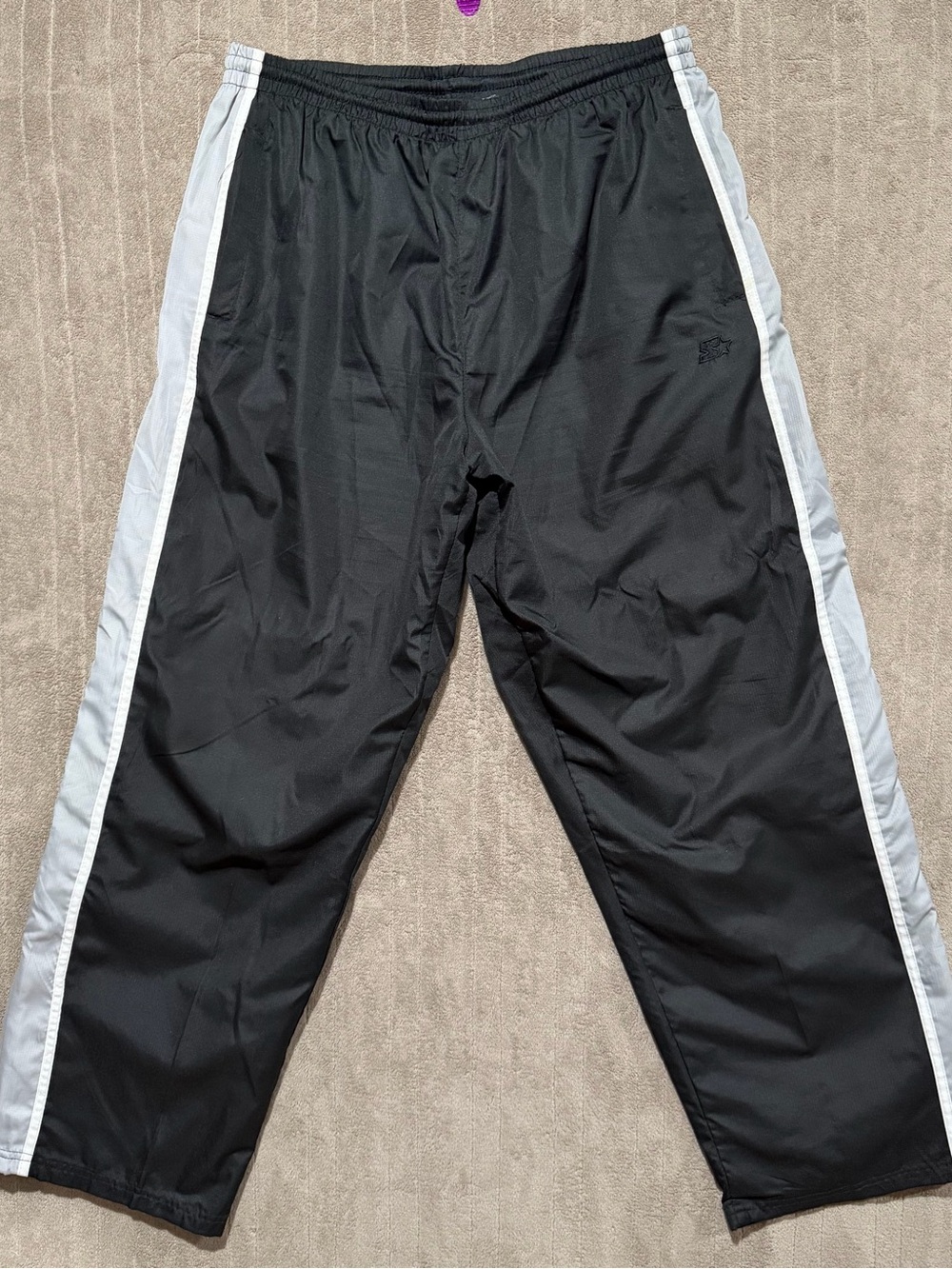Vintage Starter Pants Men Large Black Windbreakers Track Suit Joggers Baggy Y2K